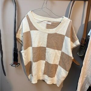 Moon & Madison Cream and Tan Knit Sweater
